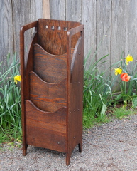 Secesisonist Arts & Crafts oak magazine stand attributed to Ford Johnson